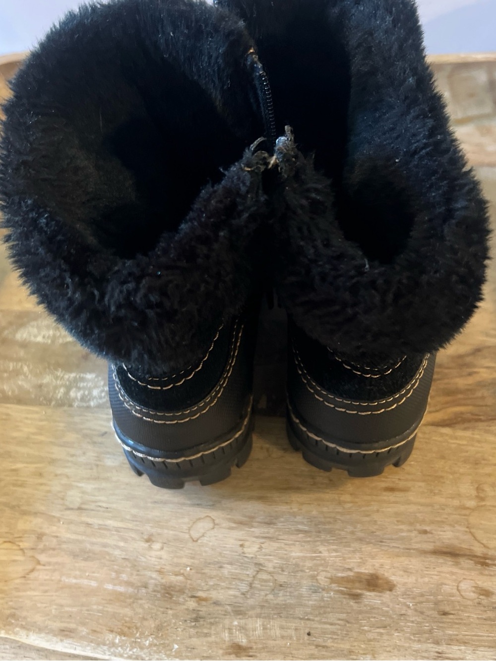 BareTraps Black Faux Fur Lace-Up Ankle Boots - Picture 5 of 11
